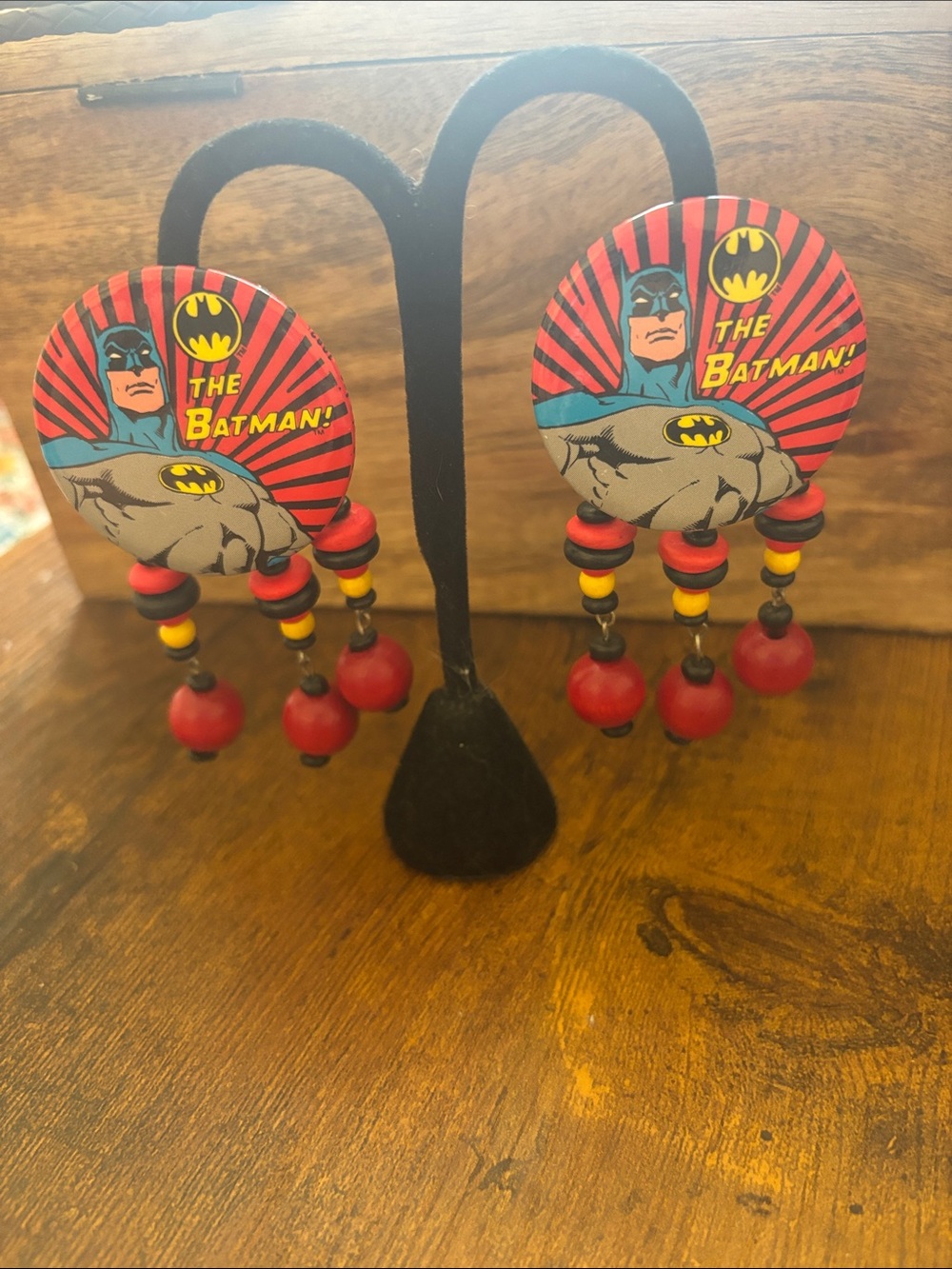 Vintage DC Batman Red Earrings
